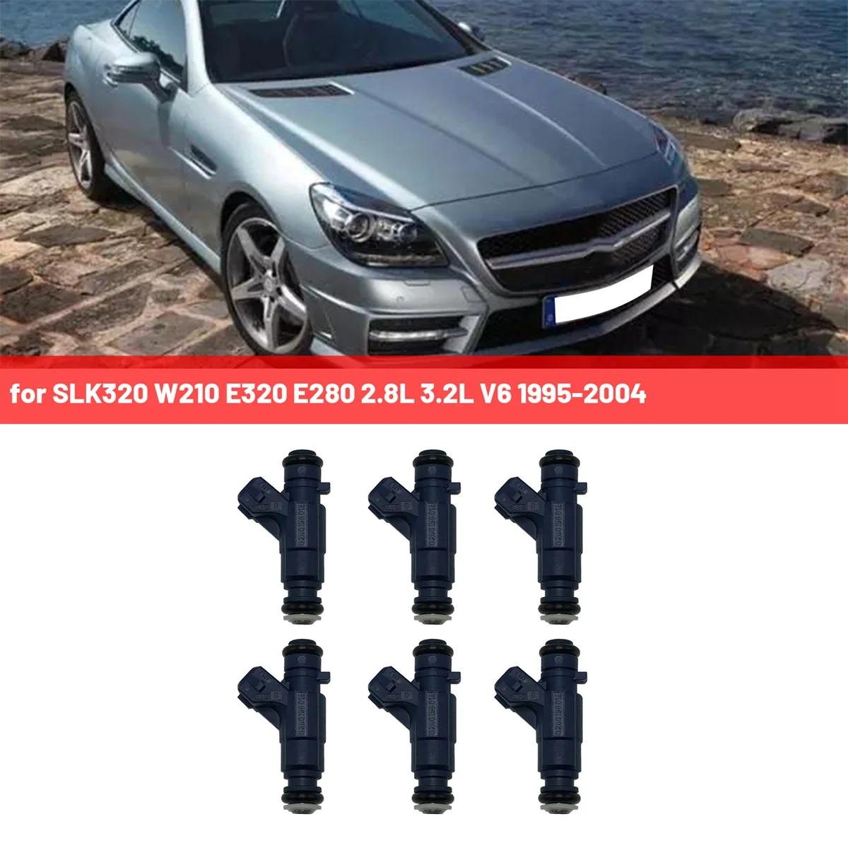 Фото Топливные форсунки A1120780149 6 для автомобилей Mercedes-Benz SLK320 W210 E320 E280 2.8L 3.2L V6 1995-2004 №2