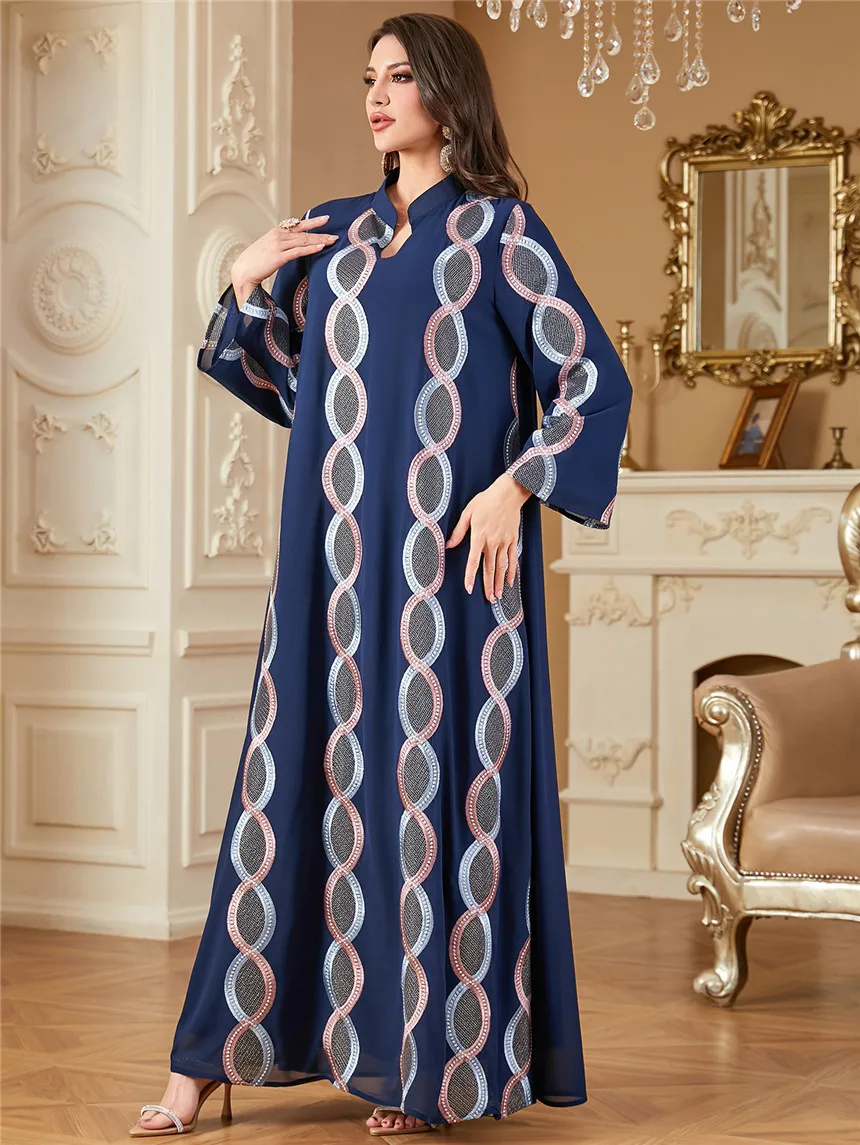 فستان عباية نسائي فضفاض مطرز لرمضان للنساء مغربي س...