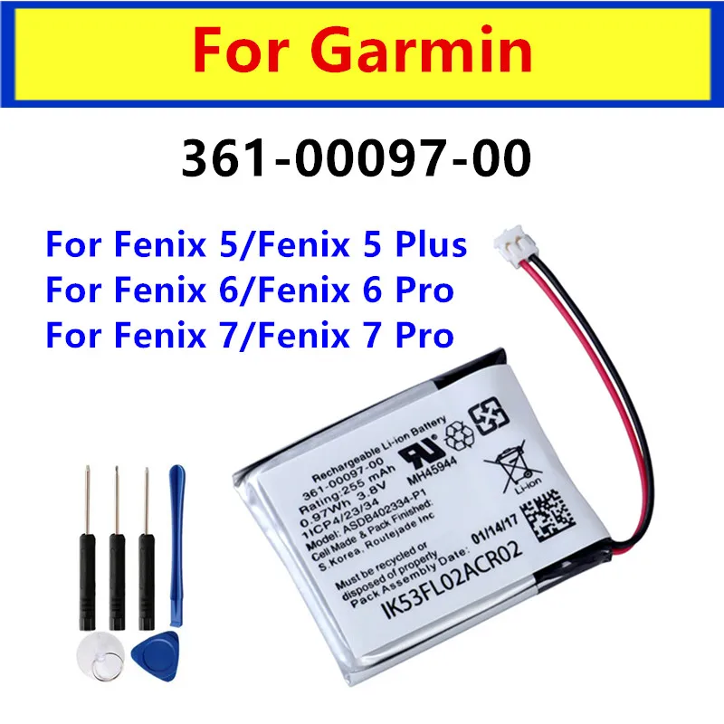 361 סוללה מקורית-00097-00 עבור fenix 5/fenix 6/fenix 6/fenix 6/fenix 6/fenix 6 pro עבור fenix 7/fenix 7 pro + כלים חינם