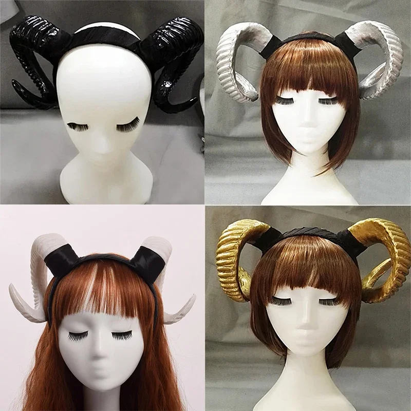 Costume Headband Anime Hair Accessories Handmade Sheep Horn Headband Hairband Accessory Demon Evil Gothic Lolita Cosplay Halloween Headwear Prop