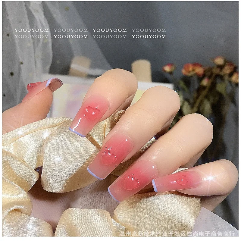 Valentine's Day Aurora Peach Heart Series Nail Art Charms Gold