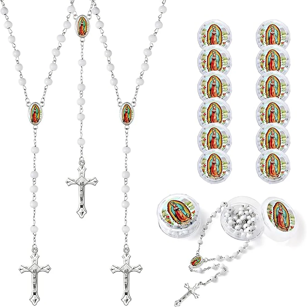 12-Piece Virgen de Guadalupe Scented Rosary Necklaces 5