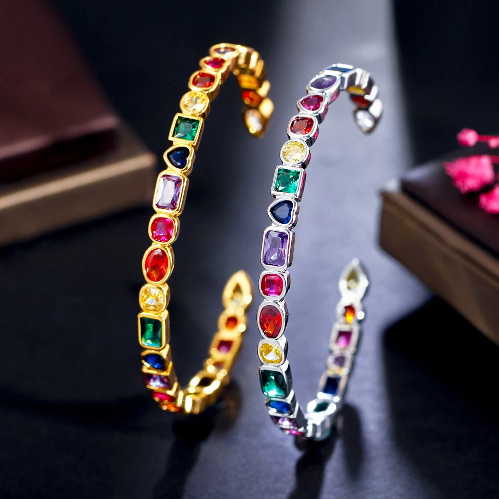 ThreeGraces Trendy Multicolor Cubic Zirconia Gold Color