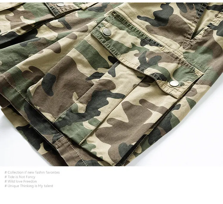 Summer Men's Shorts 2024 New Fashion Trend Outdoor Fishing Sports Multi Pocket Camouflage dungarees Men Versatile Wide Leg Pants