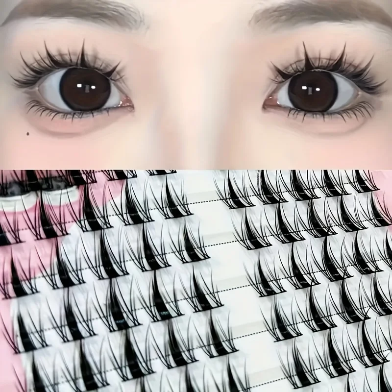 10 rows of cartoon cat eye false eyelash set, 80 clusters suitable for role-playing styling - the fusion of natural and super ey