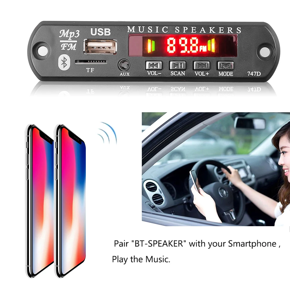 Bluetooth 5.0 MP3 Decoder Board DC 9V-12V FM Radio Module Wireless Car Music Player Support USB AUX TF Card Car Kit mp3 music player car music player car multimedia player car radio player car radio