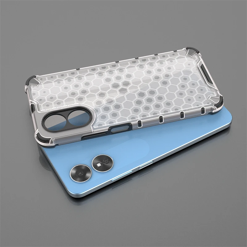 Per Oppo A17 Cover Oppo A17 Capa Paraurti Armatura Antiurto Telefono Posteriore Trasparente Trasparente A Nido D'Ape Copertura Trasparente Oppo A 17 A