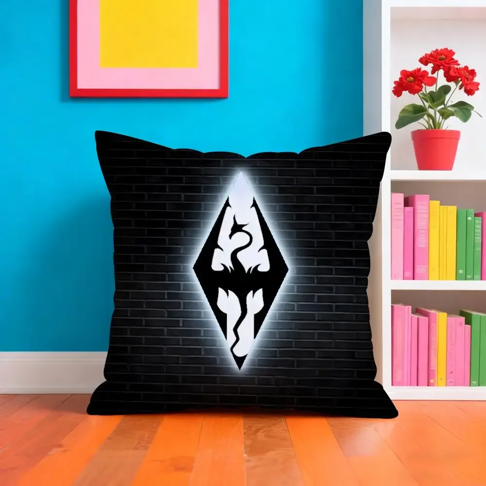 The Elder S-scroll V Skyrim 베개 커버 쿠션 커버 부드럽고 세탁이 쉬운 베개 커버 ? 소파, 침대, 여행 및 사무실에서 다용도로 사용 가능