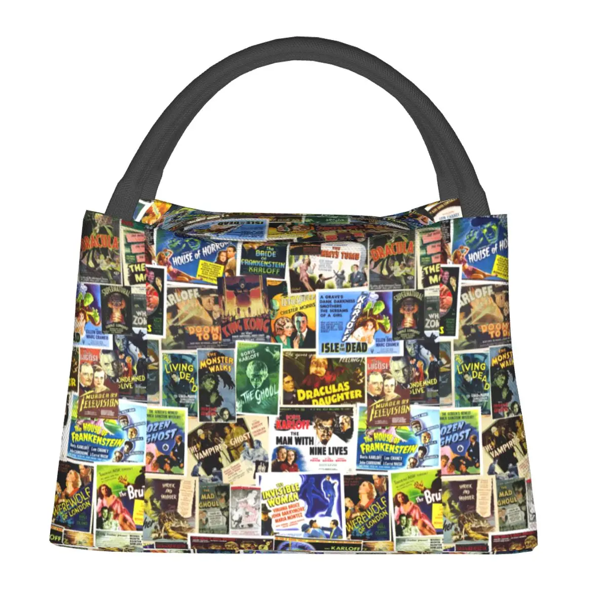 

Vintage Horror Lunch Bag For Child Gothic Movie Lunch Box School Cooler Bag Portable Insulated Waterproof Thermal Lunch Bags