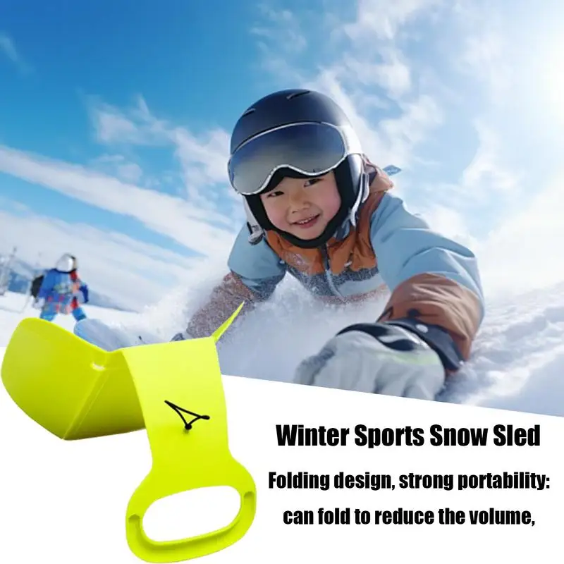 Snow Sled Portable Foldable Snow Sled Board Heavy Duty Sand Sleds Winter Toys Double Sided Slider With Handle For