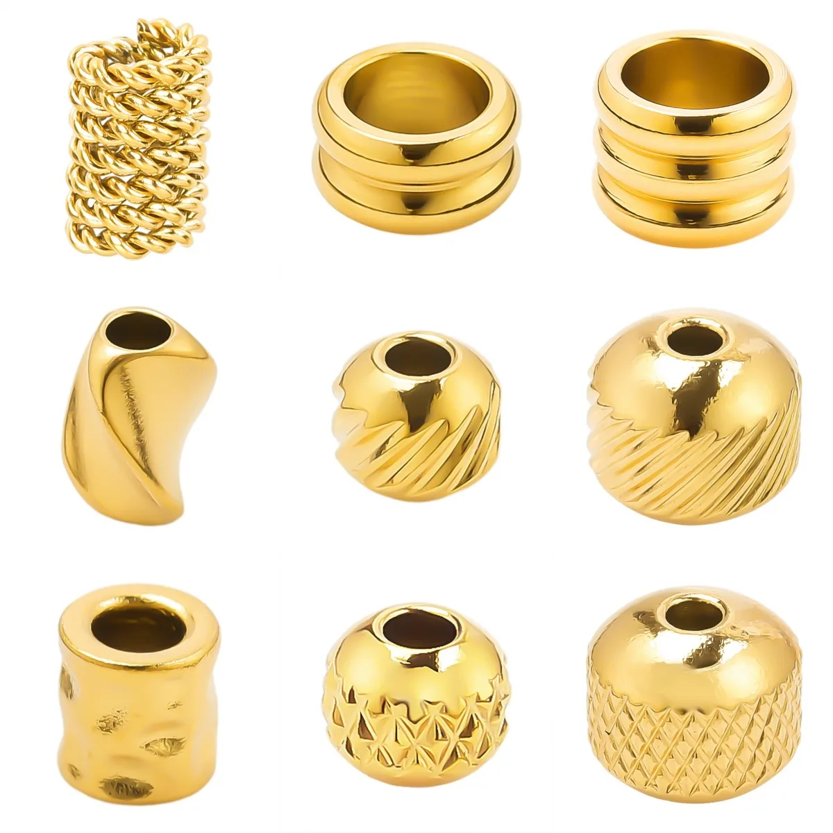 

10/30pcs Metal Gold Color Spacer Beads 304 Stainless Steel Beads Loose Beads for Jewelry Making Bracelet Necklace Accessories