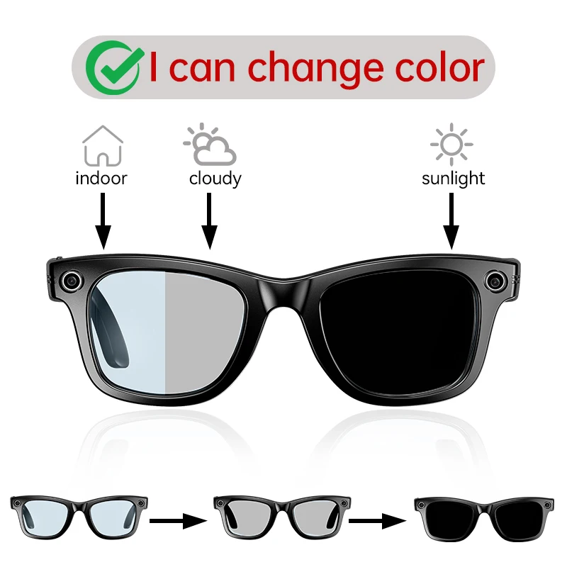 LIGE Camera Glasses AI Smart Bluetooth Glasses Anti-Shake Function HD Camera Video Recording Call Music Sunglasses for Man Woman
