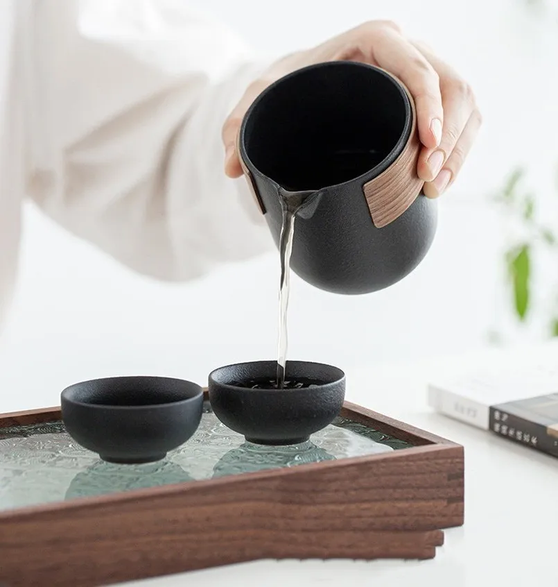 Ceramic Kung Fu Tea Set tea cup tea set with Travel Bag Teaware Porcelain Tea Pot and Cup Set Chinese Portable One Teapot and Four Cups