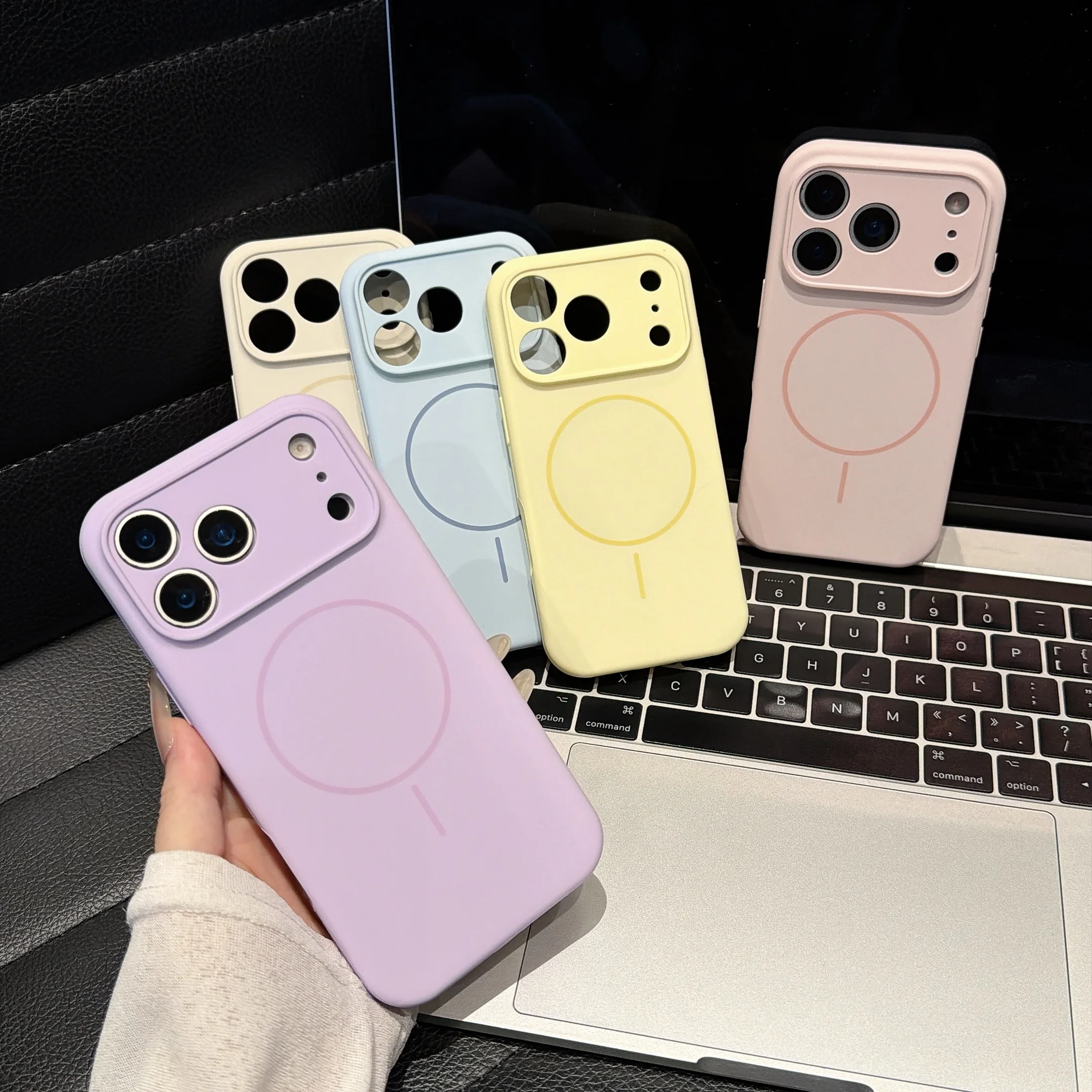 Magnetic Liquid Silicone Soft Phone Case with Magsafe Charging Support