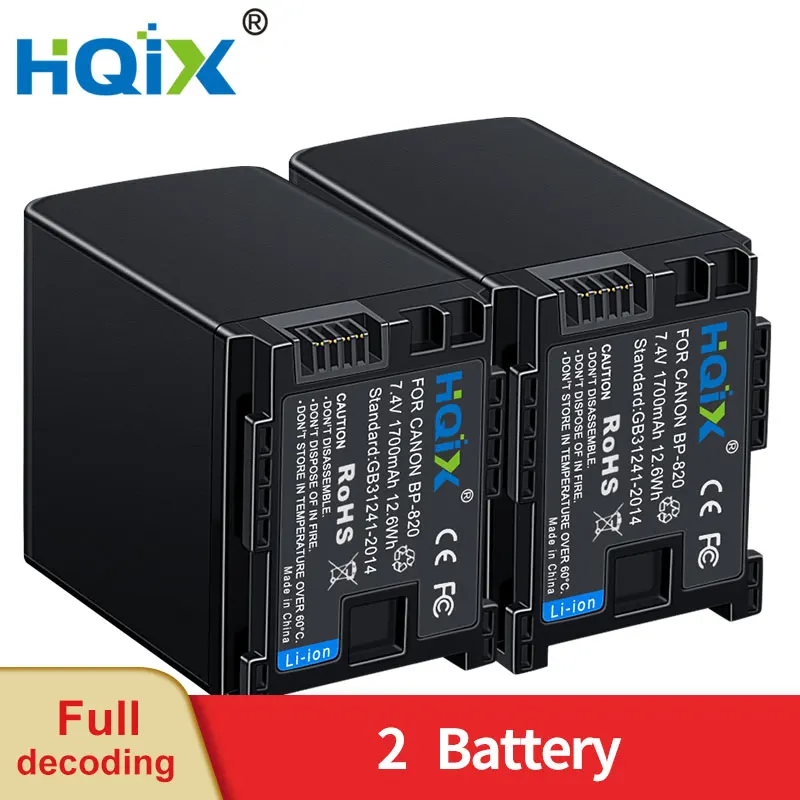 Hqix Per Canon Legria Hf G26 G30 G40 G60 Xa11 Xa15 Xa20 Xa30 Xa25 Xa40 Vixia Gx10 Fotocamera Bp-820 Caricabatteria