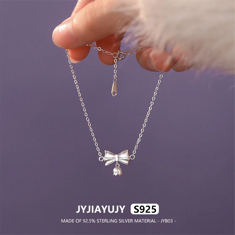 

JYJIAYUJY 100% Whole Original Pure Silver S999 Bracelet Butterfly Knot Bell Orchid In Stock Fashion Jewelry Gift Daily Use JYB03