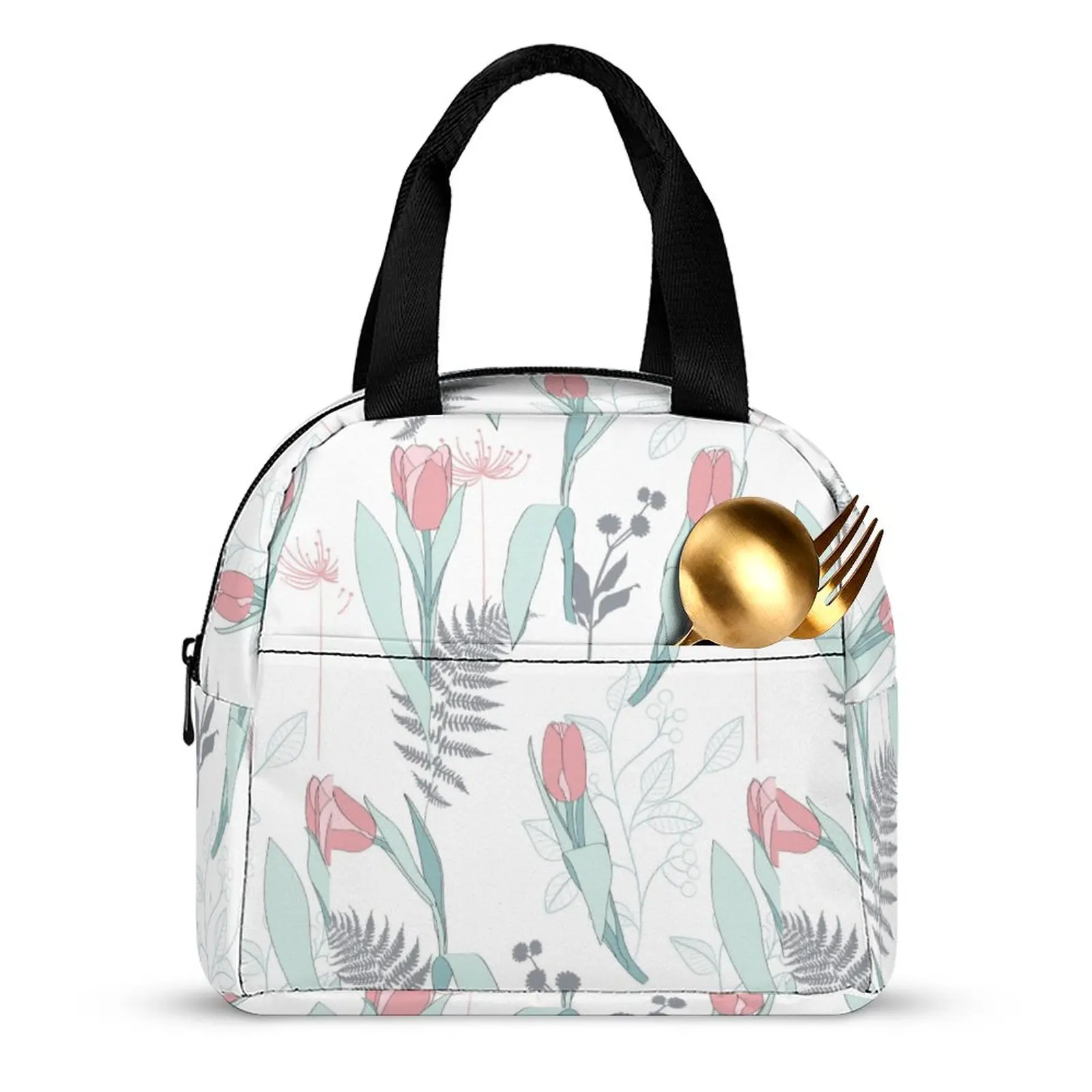 Custom Pattern Tote Lunch Bags for Women Add Your Picture Print Design Portable Meal Bag Picnic Travel Breakfast Box Work