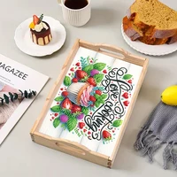 Wooden Colorful Pattern 5D Diamond Painting Tray Art Craft with Handle Diamond Painting Tray Handicraft for Countertop Decor 1