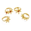Anniyo African Flowers Rings With Red and Clear Rhinestone for Women Girls Gold Plated Mayotte Jewelry #345306 6