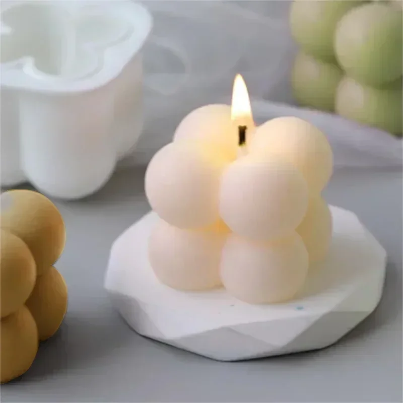3D Creative Aromatherapy Plaster Handmade Candle Bubble Cube Candle Silicone Mold Baking Chocolate Dessert Cake Tools Crafts