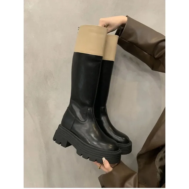 2023 Platform Women Knee High Boots Fashion Thick Bottom Ladies Elegant Long Knight Booties Winter Mix Colors Women's Footwear
