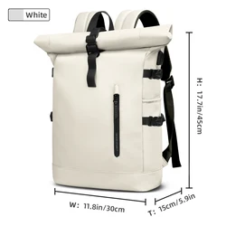 Expandable Waterproof Travel Backpack for Men - Large Capacity with USB Port (White)