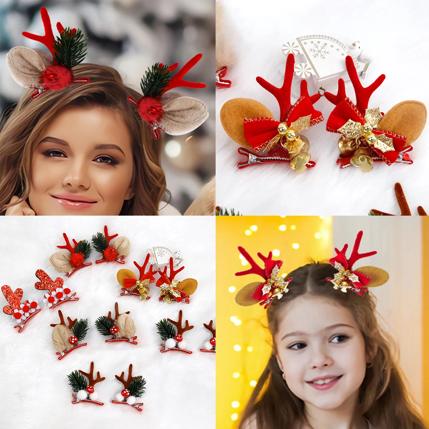

Christmas Antler Deer Horn Hair Clips Pendants Xmas Ornaments 2023 Merry Christmas Decor Gift For Girl Elk Hair Accessories