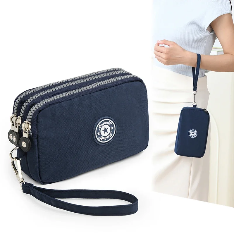 Three-layer Zipper Mobile Phone Bag Women's Portable Waterproof Multi-layer Pocket Bag