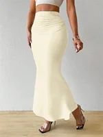 Women Solid Slim Fishtail Skirt Spring Summer New In Elegant Fashion High Waist Fold Skirts Lady Causal Street Short Dress Sexy - Image 3