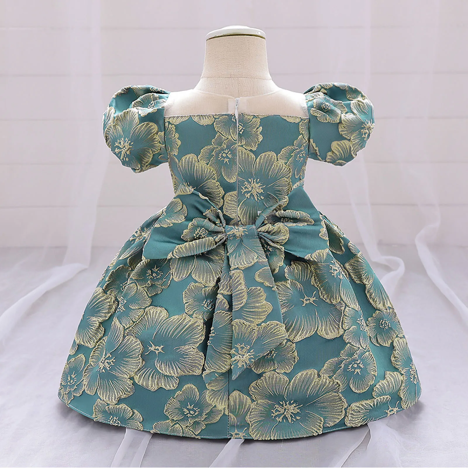 

Детское платье на 1-й день рождения для девочек от 0 до 24 месяцев Одежда для новорожденных с пышными рукавами платье принцессы вечернее бальное платье для младенцев