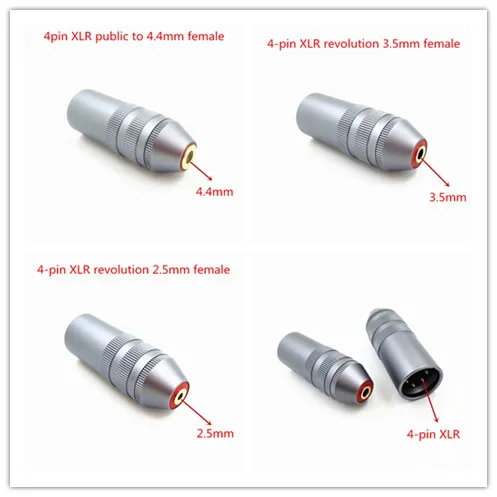 

4-core XLR 4-pin male plug balanced to 4.4mm 3.5mm 2.5mm balanced female plug headphone cable conversion plug