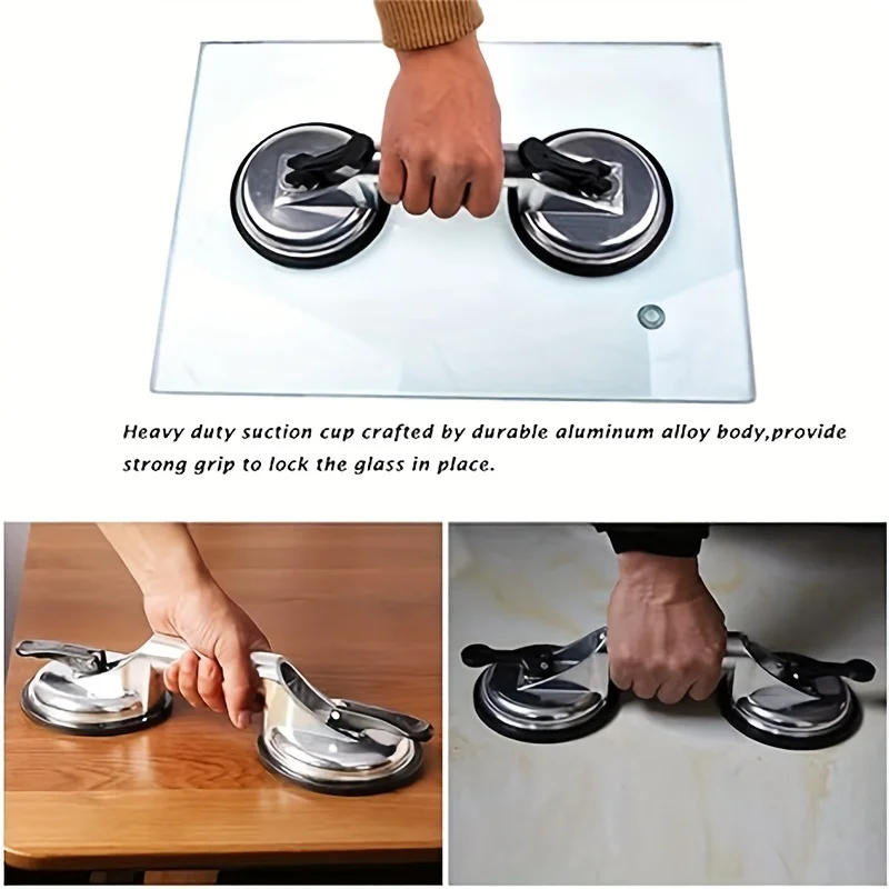 High Suction Power Aluminum Alloy Suction Cup Double Claws Vacuum Lifter Car Repair Tools Glass Tile Sucker Hand Tools