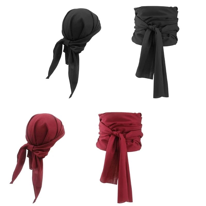 

Pirate Hair Scarf and Sash Belt Kerchief Set for Halloween, Ship themed Parties