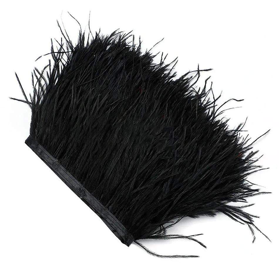 Description Picture 5 of item2M 8-10cm Black Ostrich Feathers Trim Crafts Sewing Clothing Party Handmade DIY Plume Ribbon Wedding Headdress Carnival Decor