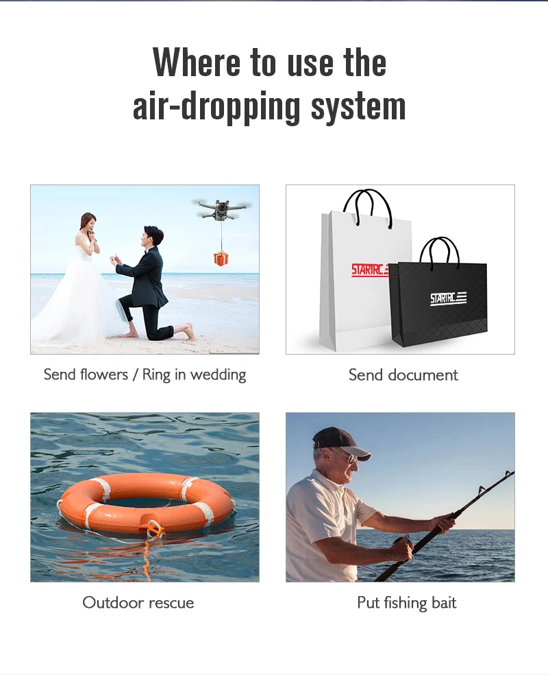 Description Picture 4 of itemAirdrop System 12KM for DJI Mini 3 Pro Drone Accessories Thrower Payload Dropper Transport Device For DJI Mini 2 SE/Mini 4/Air 3