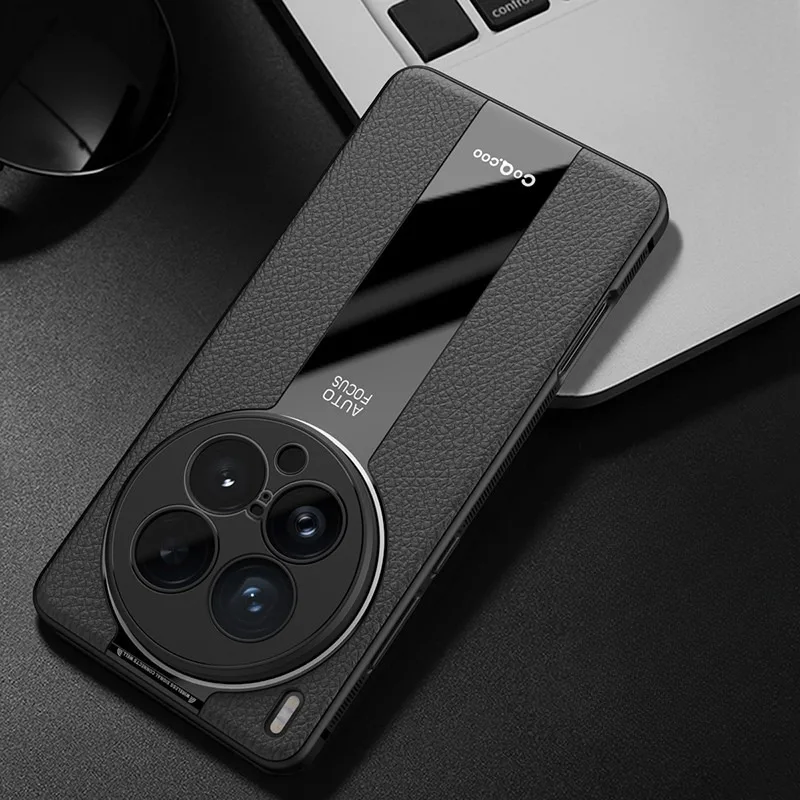 Luxury Lichi Leather + Soft TPU Ultra Thin Lens Protection Slim Matte Cover