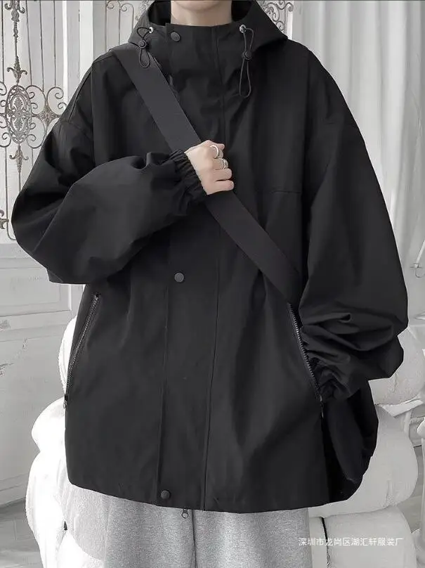 

Мужская куртка с капюшоном, куртка-бомбер, ветровка, пальто на молнии, весна 2024, свободная куртка-карго, мужская повседневная спортивная одежда, мужская одежда