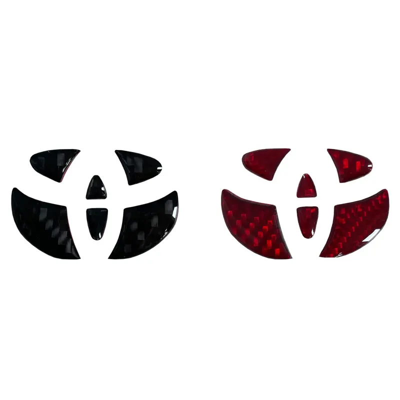 1PCS Carbon Fiber Car Steering Wheel Emblem Badge Sticker For Toyota Corolla Camry Yaris Rav4 Prado CHR TRD VIOS Car Accessories