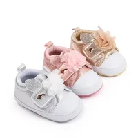 Baby Girl Shoes Cute Unicorn Flowers Shiny PU Leather Casual Soft Sole Princess Shoes Toddler Spring Autumn First Walkers 0-18M 1