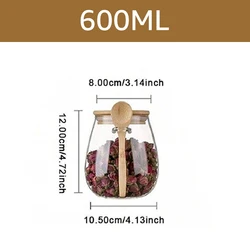 Airtight Glass Food Storage Jars with Lids - Hermetic Kitchen Containers for Coffee, Sugar, and Tea (600ml)