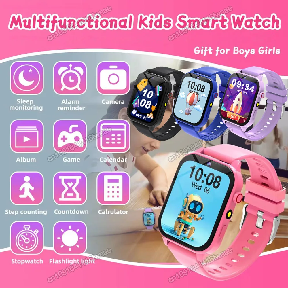 2025 New Smart Watch For Children HD Touch Screen Camera 18 Games Sleep Monitoring Alarm Clock Calculator Birthday Gift Boy Girl