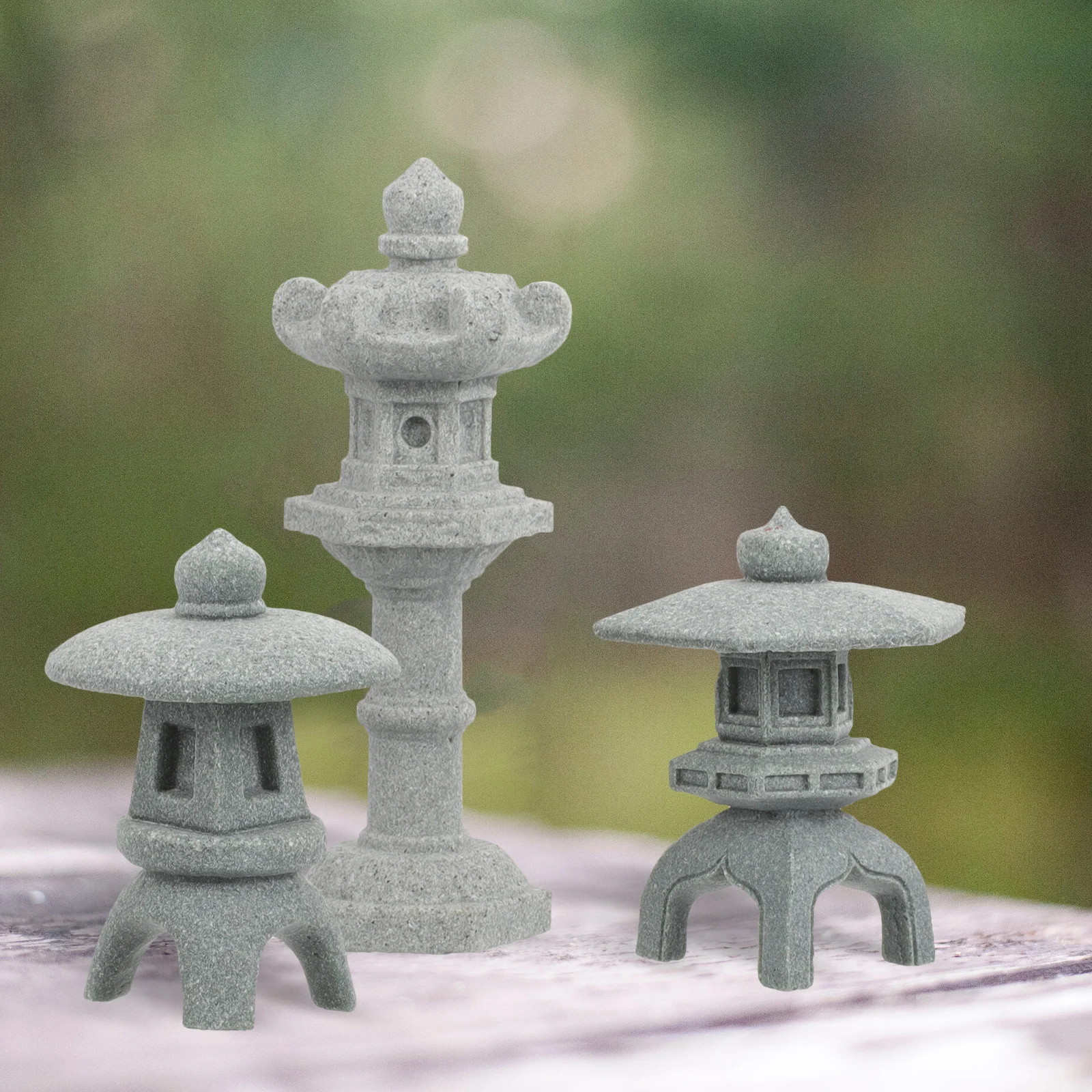 

3 Pcs Micro Landscape Ornament Pagoda Lantern Statue Decor Pagoda Model Decoration Tabletop Home Mini House Accessory