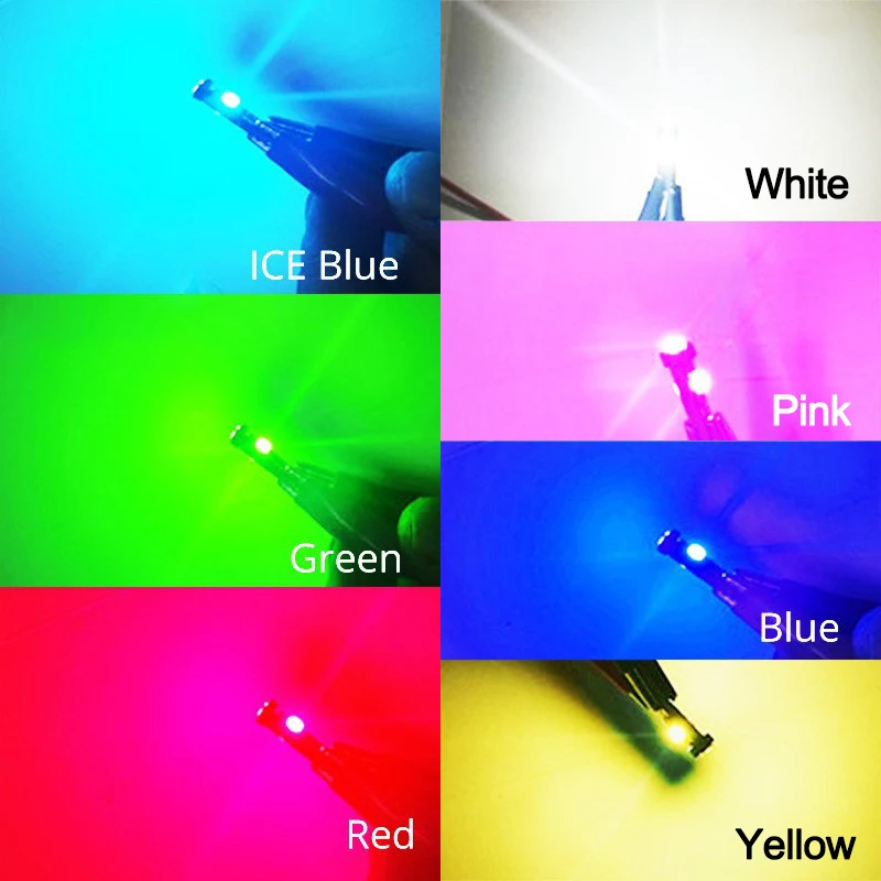10pcs T5 Led Bulb W3W W1.2W 12V Led Canbus Car Interior Lights Dashboard Warming Indicator Wedge Auto Instrument Lamp