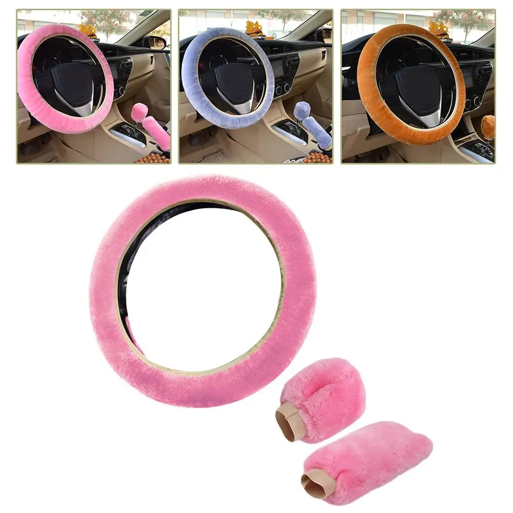 Car Steering Wheel Cover Winter Style Warm Universal Cover Plush Warm Pull Steering Steering Set Wheel Handle Wheel Car Cov E6I1