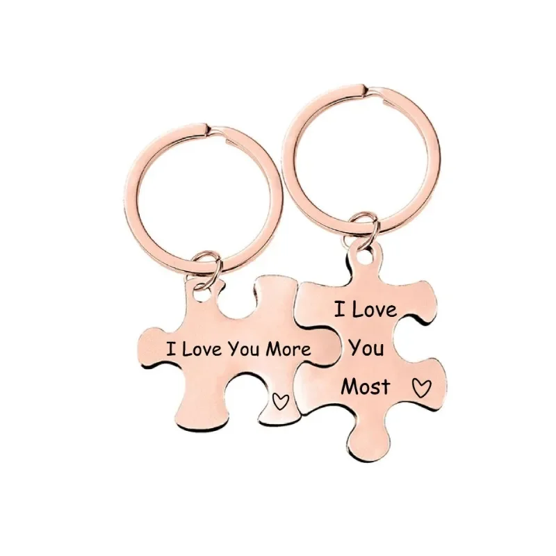 

A Pair of Stainless Steel Keychains Metal Couple Custom Key Chain Ring Valentine's Day Keyring for Lovers Gifts