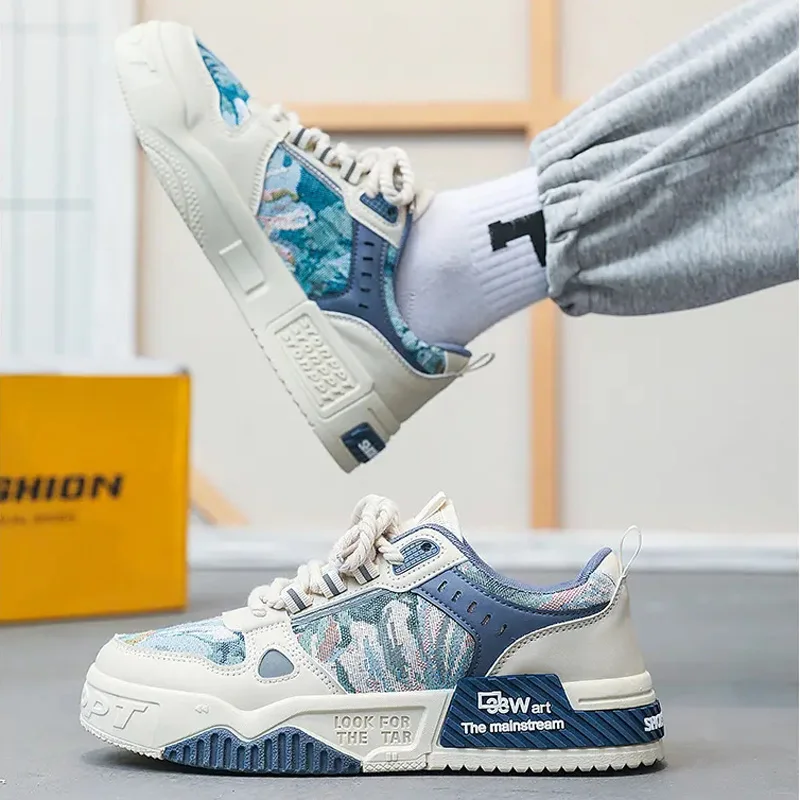 Winter Plus Velvet Warm Men's Shoes Fashion Mixed Color Versatile Sneakers Comfortable Non-slip Casual Shoes Outdoor Footwear