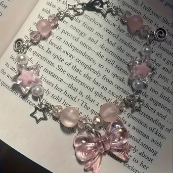 Charming Pink Star & Bow Beaded Bracelet , Cute Zinc Alloy Friendship Jewelry for Girls 1