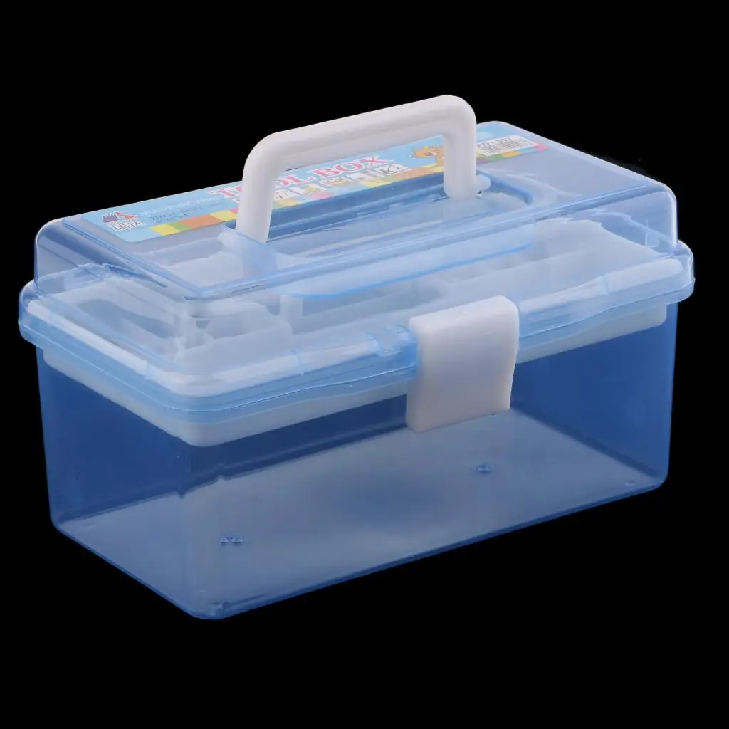 Layer Plastic Jewelry Painting Tool Box Holder Storage Case Organizer