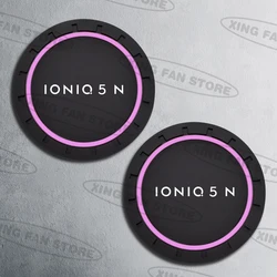 Set of 2 Anti - Slip Silicone Car Coaster Pads - Premium Interior Decoration Accessories (IONIQ 5N LOGO)