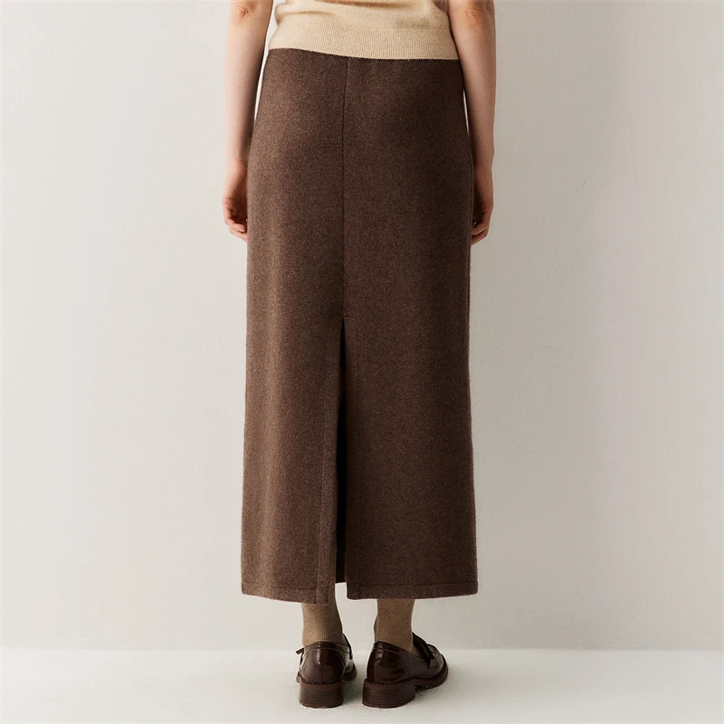 Women's pure cashmere long skirt styling